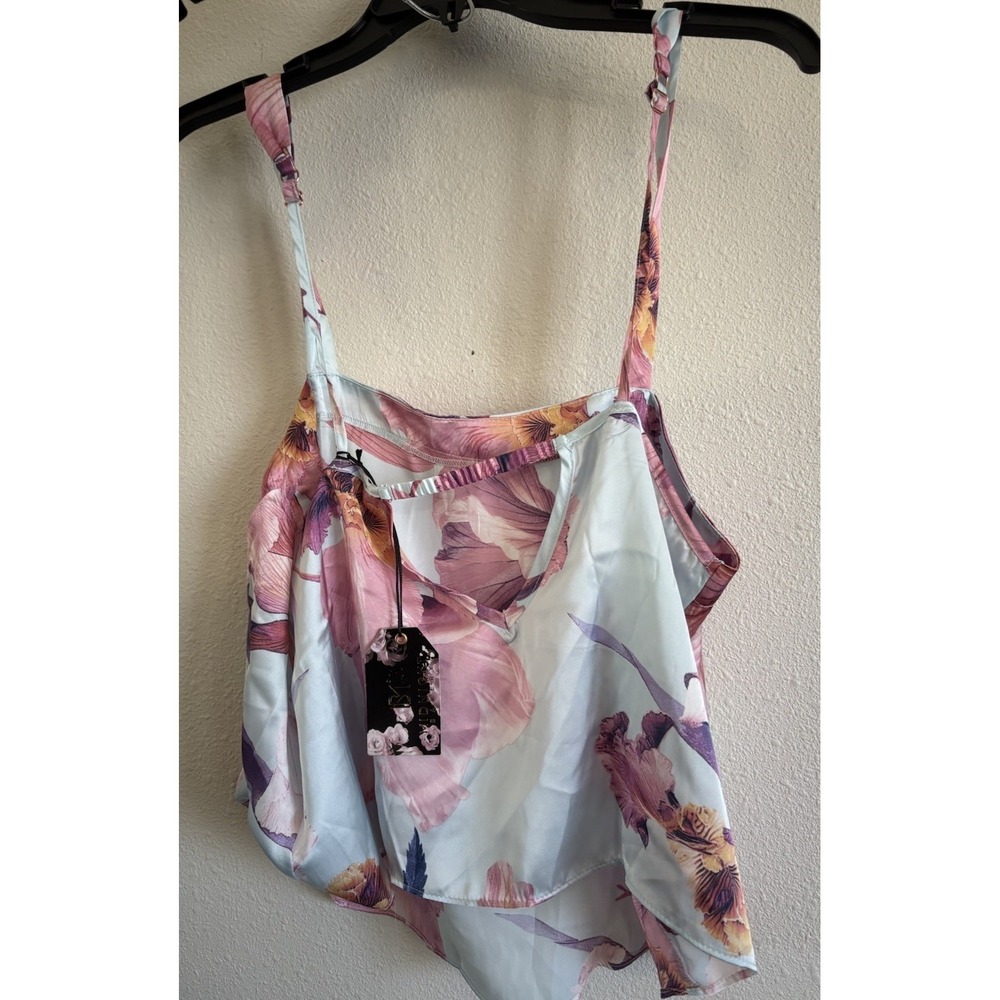 Midnight Bakery 2 Pc Pajama Set M Satin Cami Top Wide/Open Side Pants NWT - Picture 7 of 11
